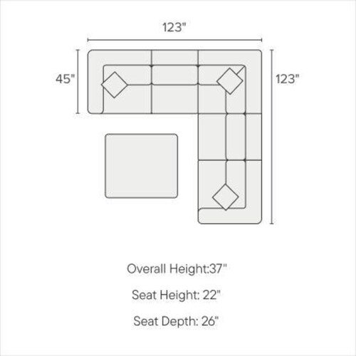 Collin 5-Piece Foam Comfort Sectional and Ottoman - Burmese Granit