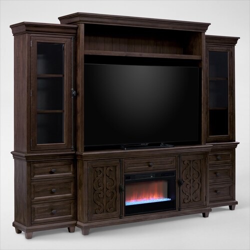 Charthouse Entertainment Wall with Contemporary Fireplace - Charcoa