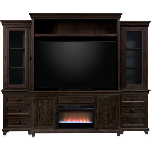 Charthouse Entertainment Wall with Contemporary Fireplace - Charcoa