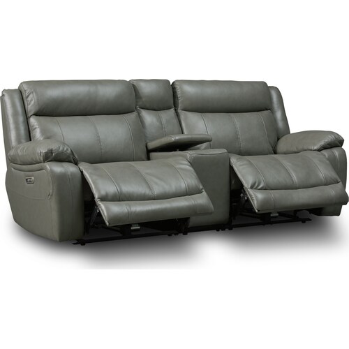 Vince 3-Piece Dual-Power Reclining Sofa with Console - Gra