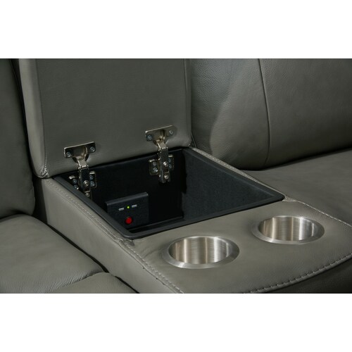 Vince 3-Piece Dual-Power Reclining Sofa with Console - Gra