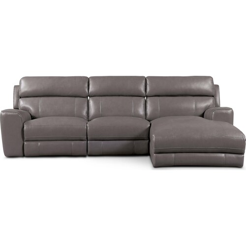 Newport 3-Piece Dual-Power Reclining Sectional with Right-Facing Chaise - Gra