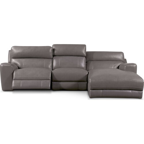 Newport 3-Piece Dual-Power Reclining Sectional with Right-Facing Chaise - Gra 4 Newport 3-Piece Dual-Power Reclining Sectional with Right-Facing Chaise - Gra