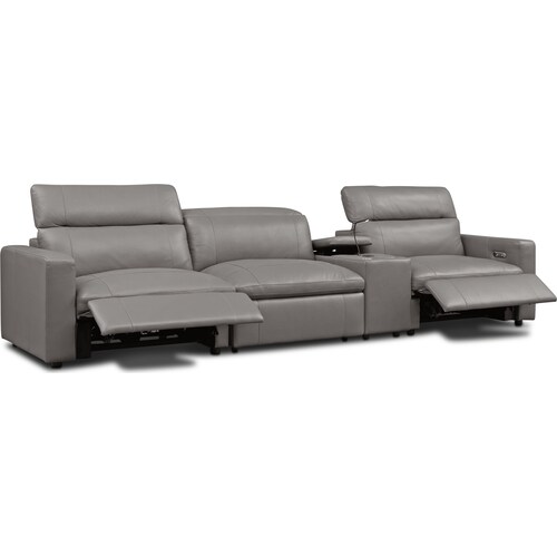 Happy 4-Piece Dual-Power Reclining Sofa - Gra