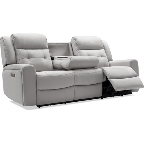Damen Dual-Power Reclining Sofa with Drop-down Table - Light Gra