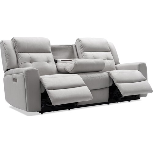 Damen Dual-Power Reclining Sofa with Drop-down Table - Light Gra
