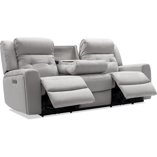 Damen Dual-Power Reclining Sofa with Drop-down Table - Light Gra 3 Damen Dual-Power Reclining Sofa with Drop-down Table - Light Gra