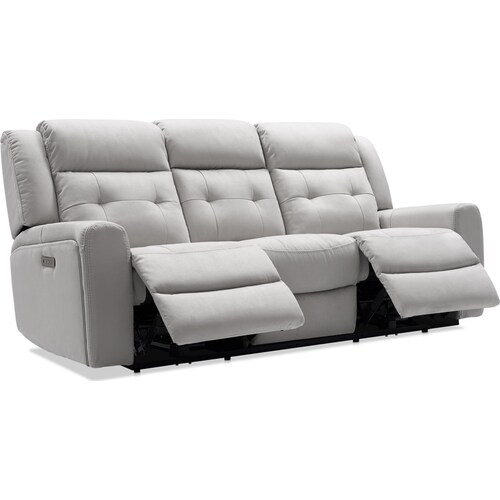 Damen Dual-Power Reclining Sofa with Drop-down Table - Light Gra 4 Damen Dual-Power Reclining Sofa with Drop-down Table - Light Gra
