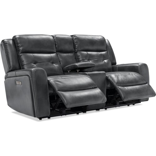 Damen 3-Piece Dual-Power Reclining Loveseat with Console - Charcoa