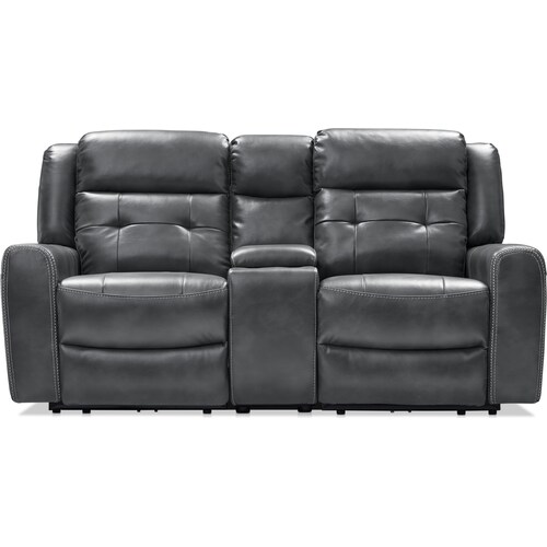 Damen 3-Piece Dual-Power Reclining Loveseat with Console - Charcoa 3 Damen 3-Piece Dual-Power Reclining Loveseat with Console - Charcoa