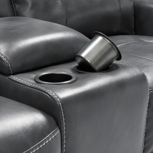 Damen 3-Piece Dual-Power Reclining Loveseat with Console - Charcoa 7 Damen 3-Piece Dual-Power Reclining Loveseat with Console - Charcoa