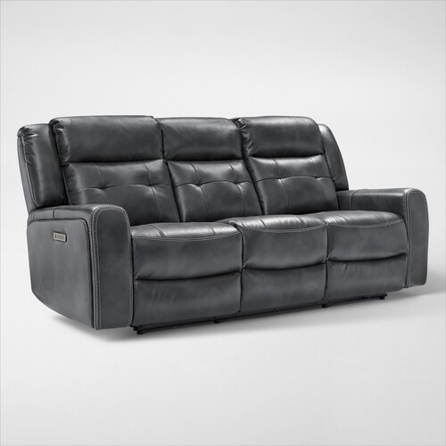 Damen Dual-Power Reclining Sofa and Loveseat - Charcoa