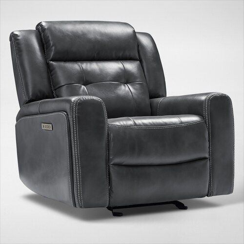 Damen Dual-Power Reclining Sofa and Recliner - Charcoa