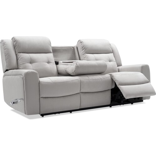 Damen Manual Reclining Gliding Sofa with Drop-down Table - Light Gra