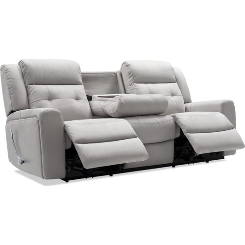 Damen Manual Reclining Gliding Sofa with Drop-down Table - Light Gra