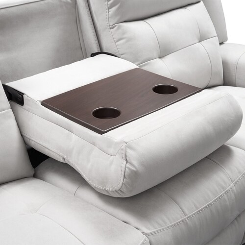 Damen Manual Reclining Gliding Sofa with Drop-down Table - Light Gra 8 Damen Manual Reclining Gliding Sofa with Drop-down Table - Light Gra