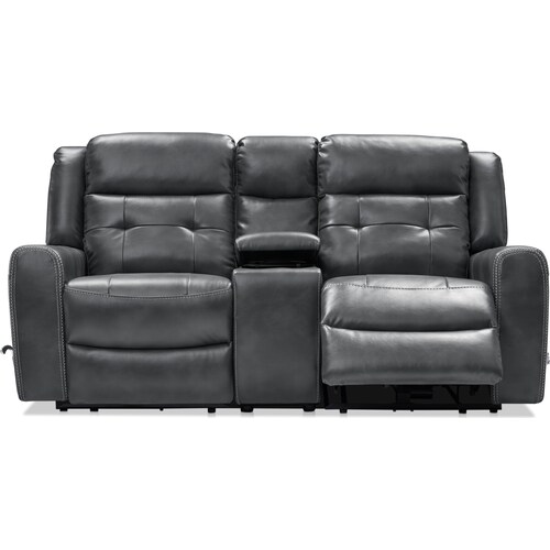 Damen 3-Piece Manual Reclining Gliding Loveseat with Console - Charcoa 4 Damen 3-Piece Manual Reclining Gliding Loveseat with Console - Charcoa