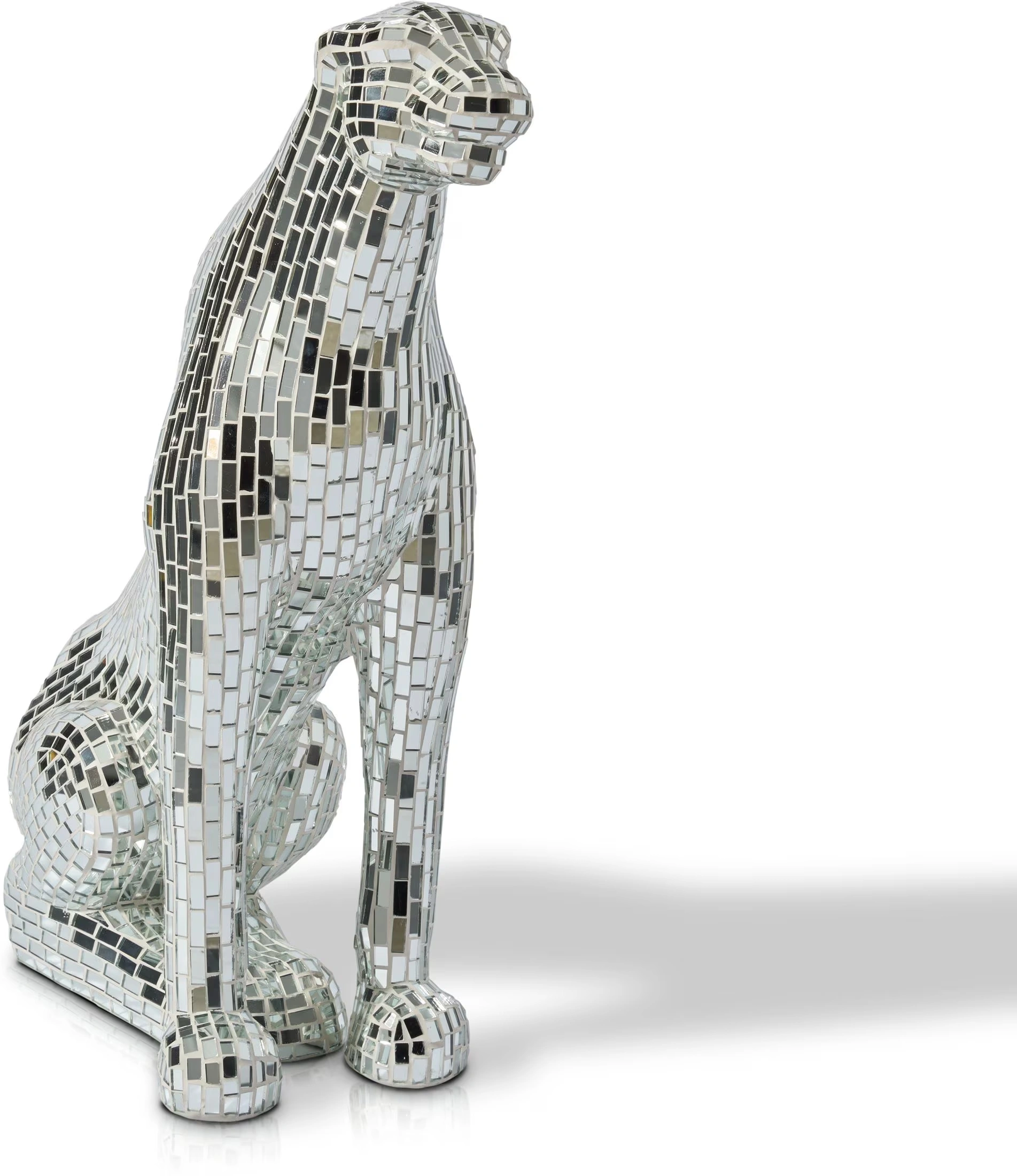 32 x 19 Mirrored Panther Sculptur