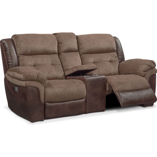 Tacoma Dual-Power Reclining Sofa and Loveseat Set - Brow