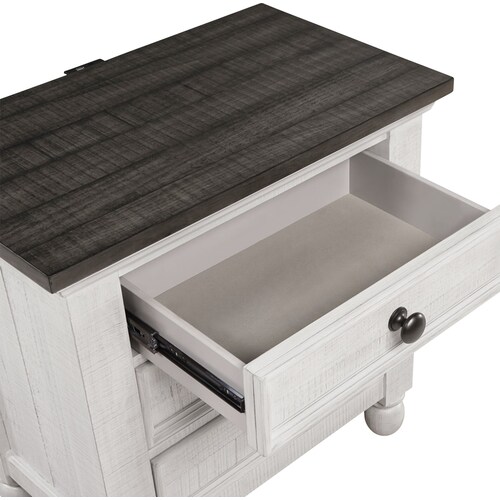 Riverview Nightstand with USB Charging - Whit