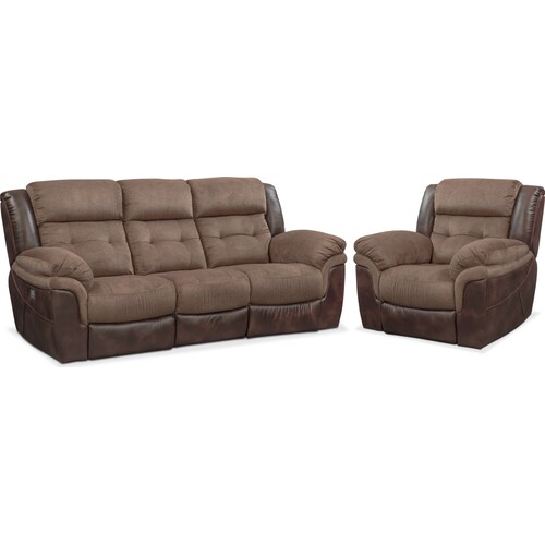 Tacoma Dual-Power Reclining Sofa and Recliner Set - Brow