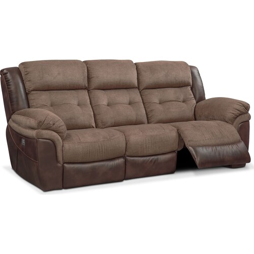 Tacoma Dual-Power Reclining Sofa and Recliner Set - Brow