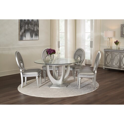 Posh Round Dining Table and 4 Dining Chairs